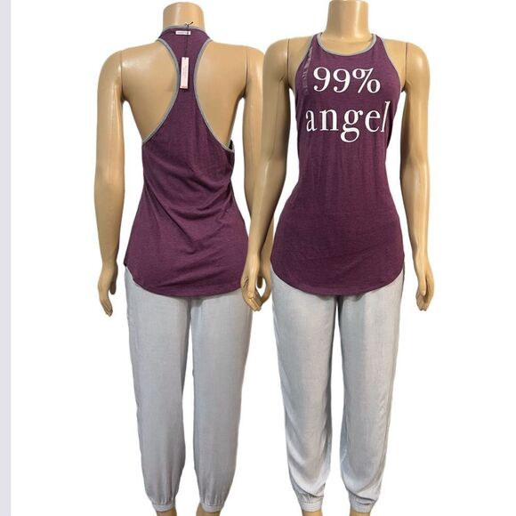 Victorias Secret Supersoft Angel top & lightweight jogger pajama set violet blue